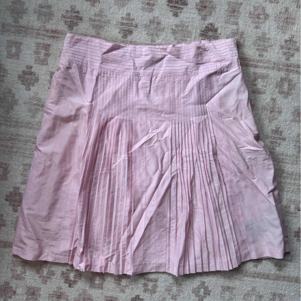 Burberry Light Pink A-Line Pleated Cotton Skirt - US 12